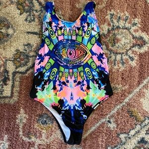 Trippy festival low back one piece eye bodysuit